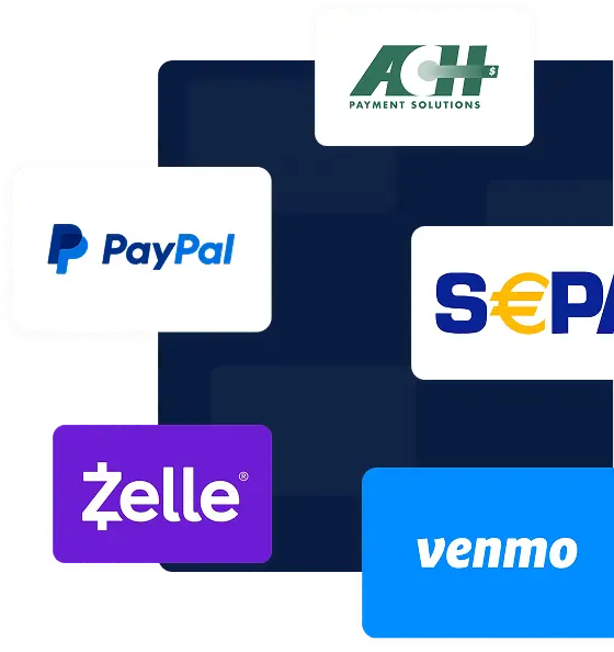 PayPal, ACH, SEPA, Zelle and Venmo payout options